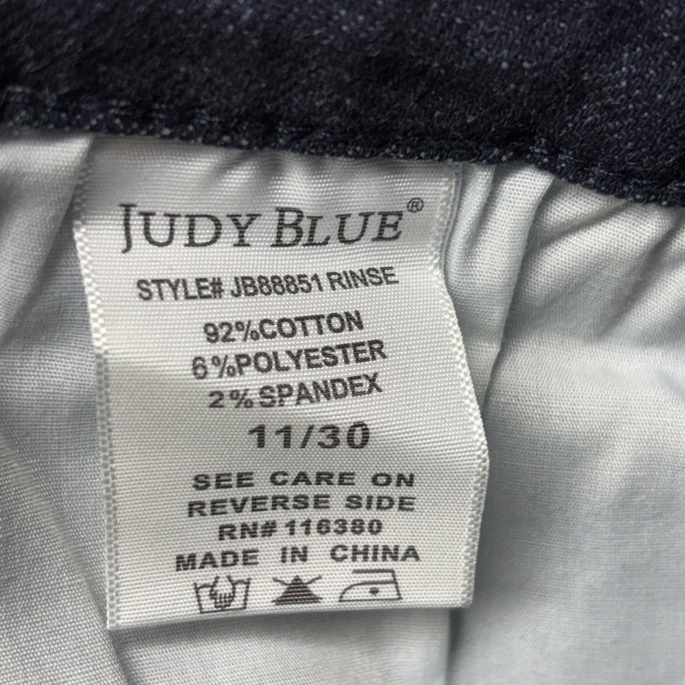 Judy Blue Wide Leg Denim Jeans Women's 11/30x25 Cropped Blue‎ Braided Sides NWOT
